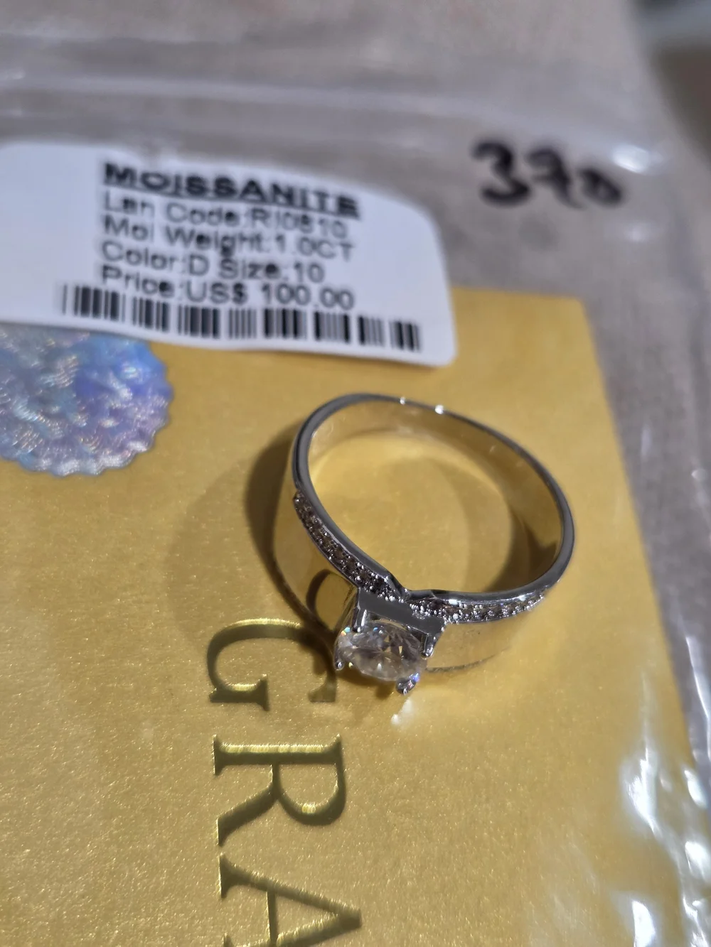 Moissanite Solitaire Wide Band Ring with Accent Stones